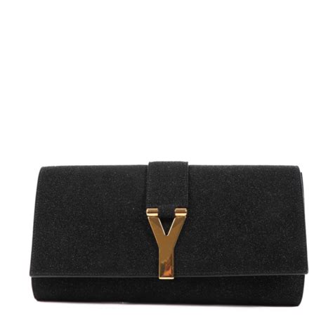 ysl black glitter clutch|saint laurent evening clutch.